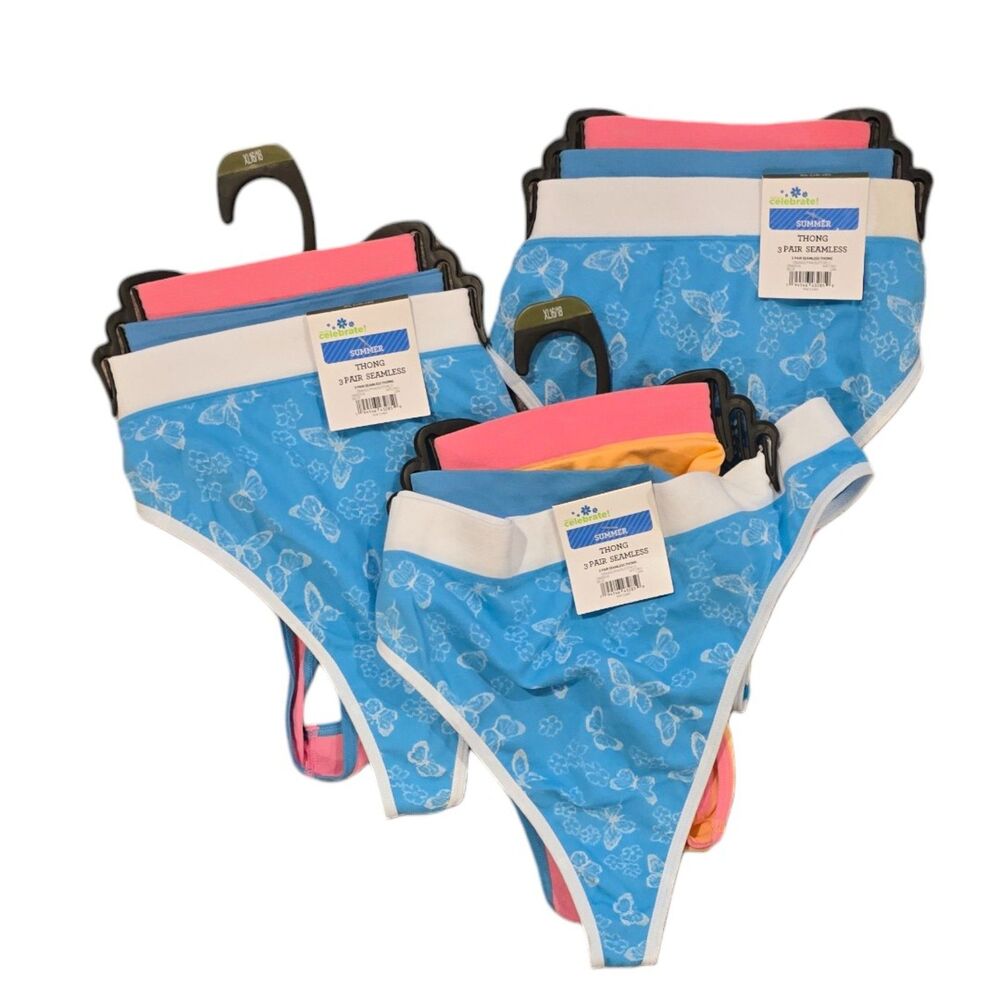 Way to Celebrate Women's Colorful Seamless Thong Panties 9-Piece Size XL (Large)